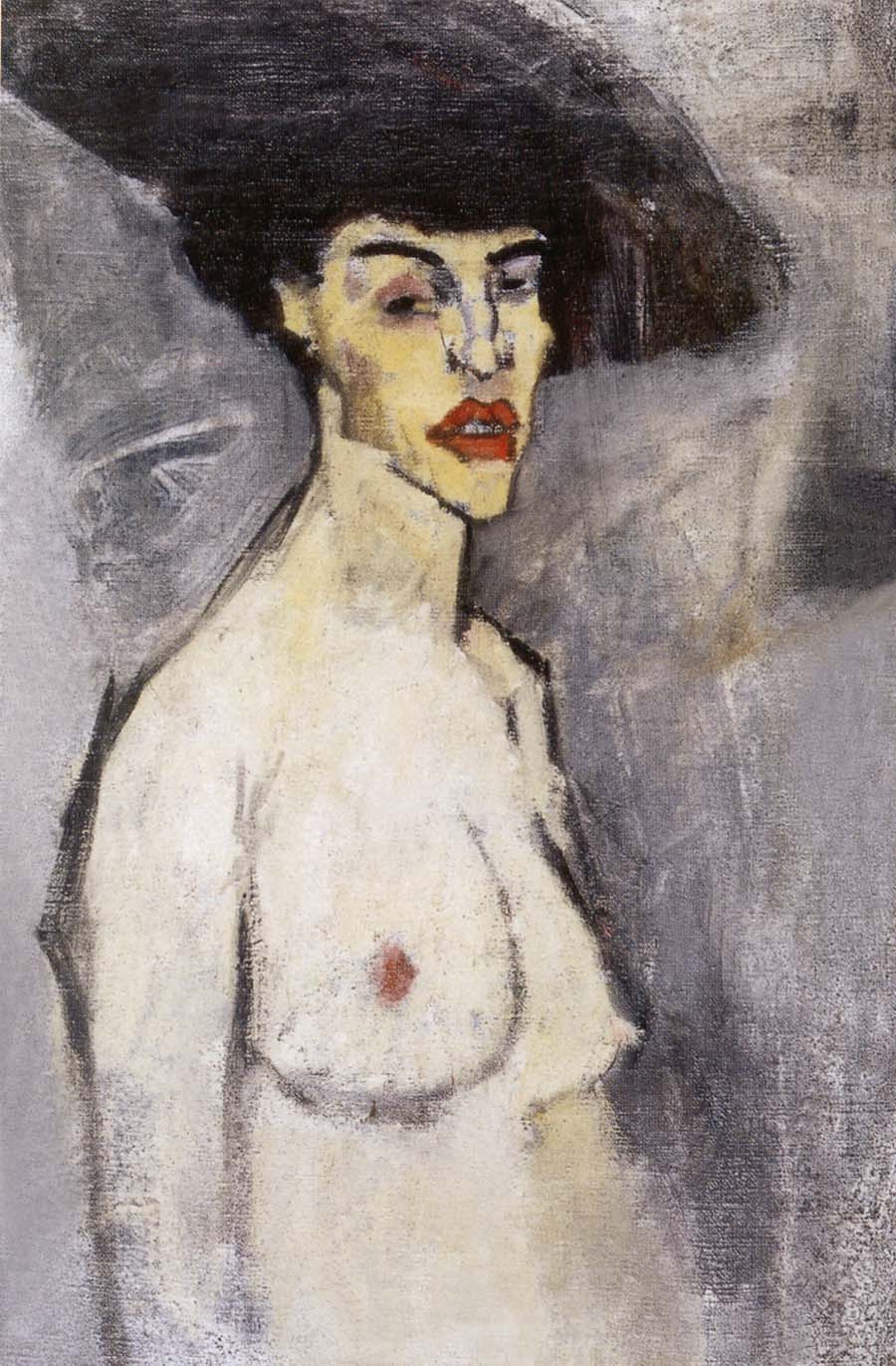 Female nude with hat